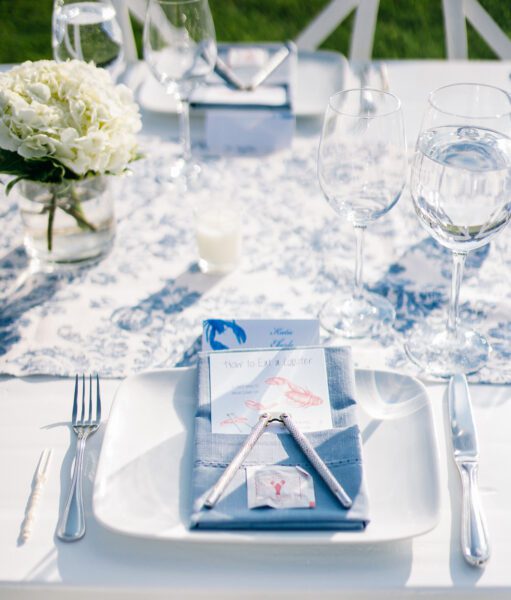 Outdoor Lobster Bake Place Setting at a Coastal Maine Wedding Venue